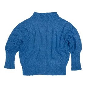 Marled Teddy Knit Wave Eyelet Lace Batwing Jumper