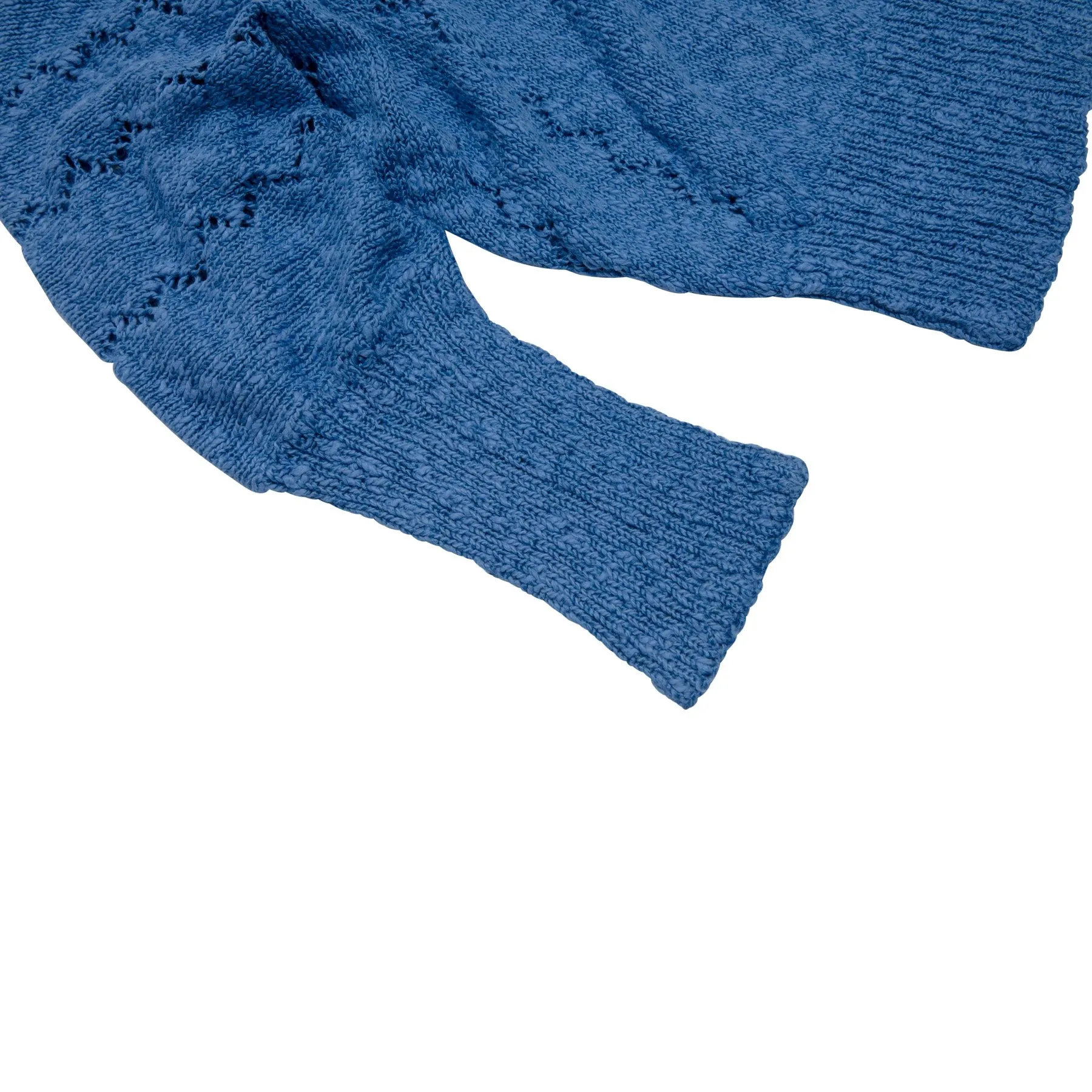 Marled Teddy Knit Wave Eyelet Lace Batwing Jumper