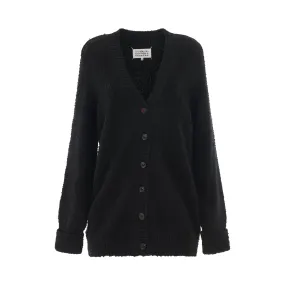 Oversized Piled Knit Cardigan in Black
