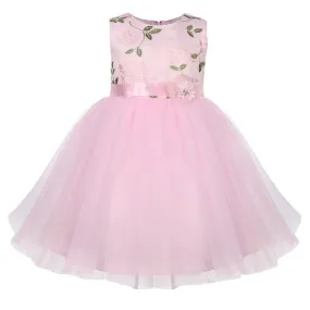 PINK EMBROIDERED TULLE DRESS