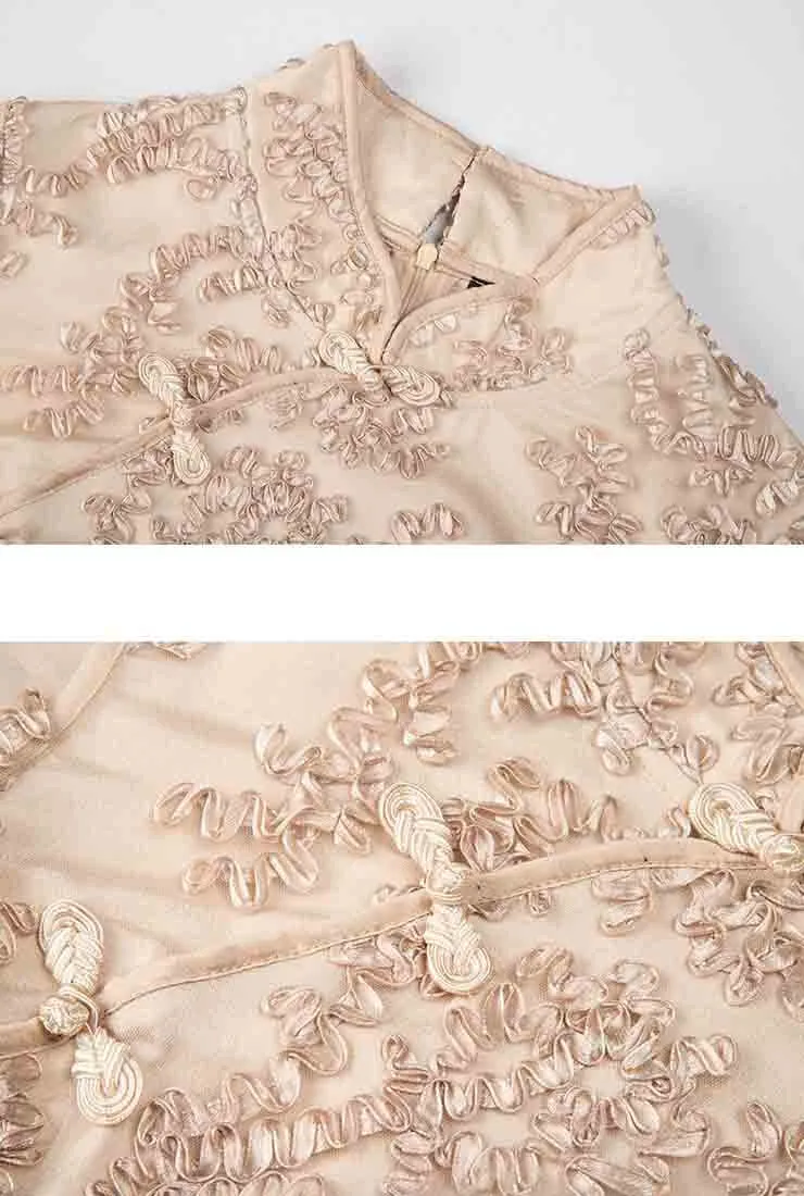 Plus Size Lace Embroidered Cheongsam Dress
