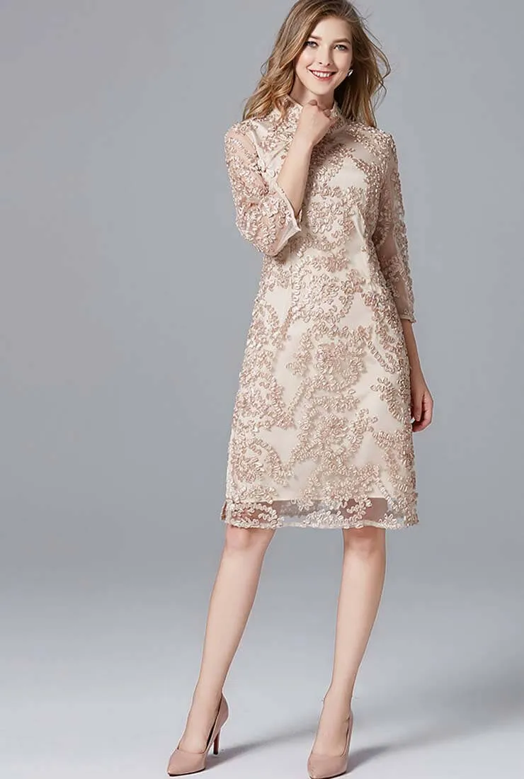 Plus Size Lace Embroidered Cheongsam Dress