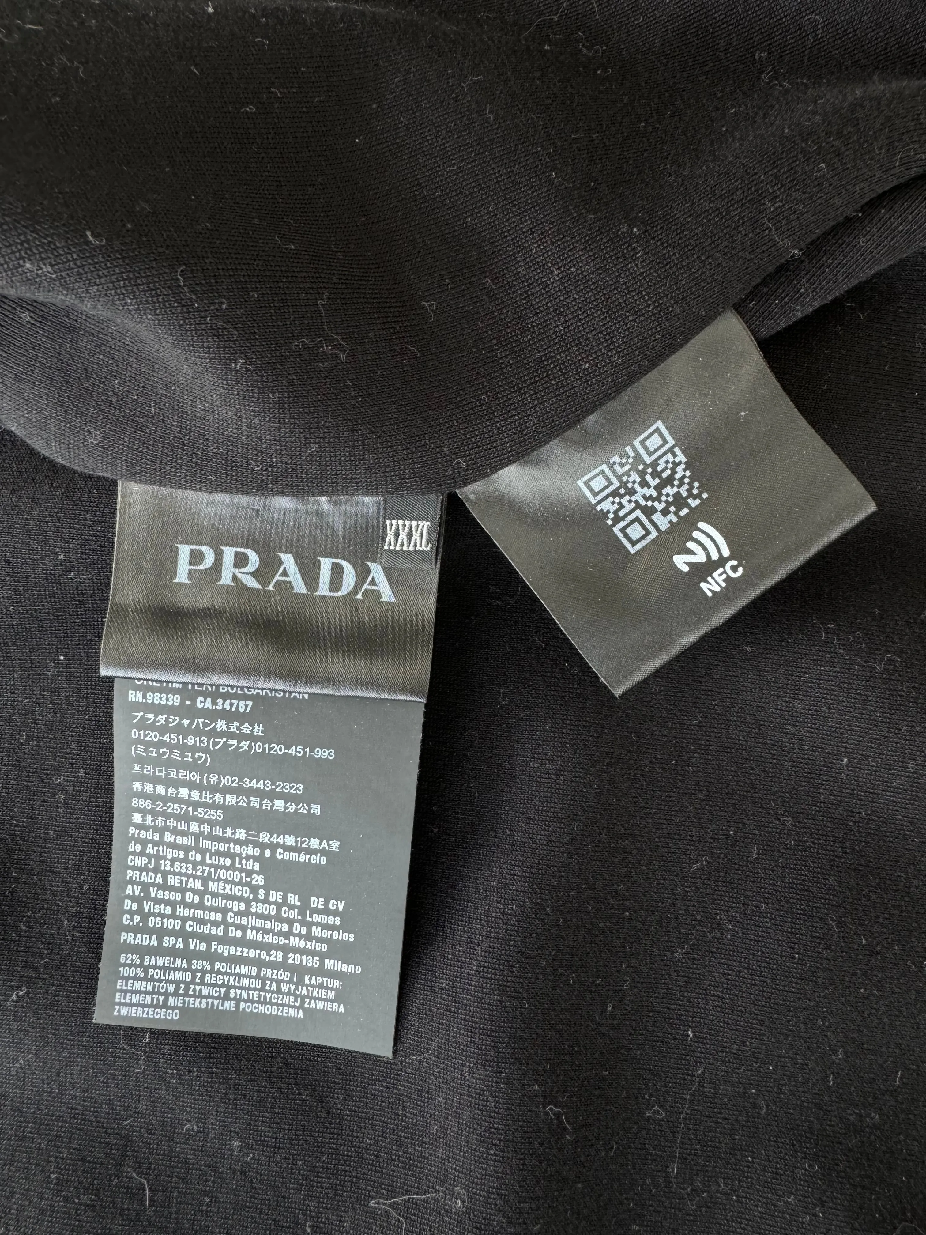 Prada Black Nylon Zip Up Hoodie