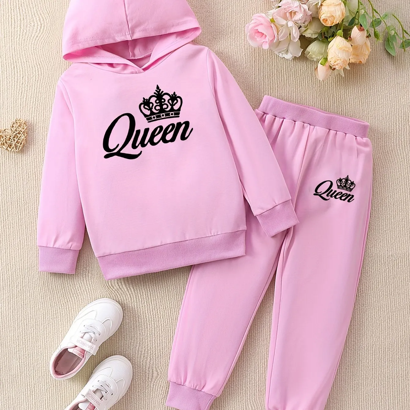 QUEEN & Crown Graphic Outfits Girls Hoodies   Jogger Pants