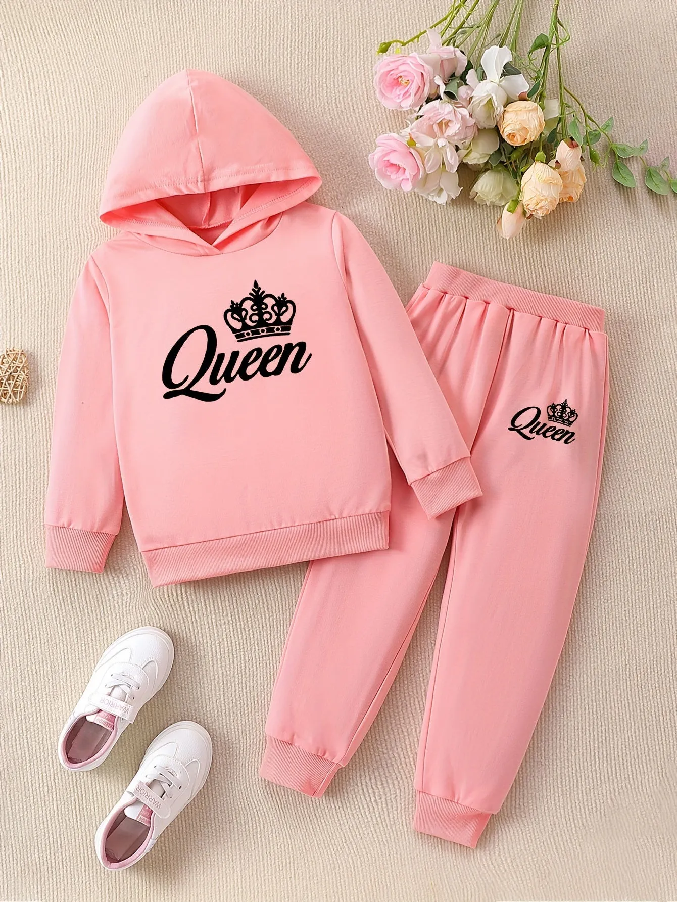 QUEEN & Crown Graphic Outfits Girls Hoodies   Jogger Pants