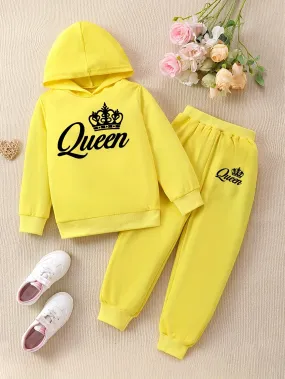 QUEEN & Crown Graphic Outfits Girls Hoodies   Jogger Pants
