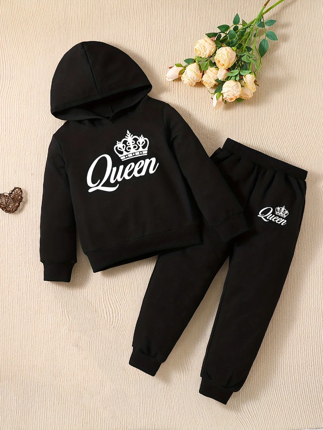 QUEEN & Crown Graphic Outfits Girls Hoodies   Jogger Pants