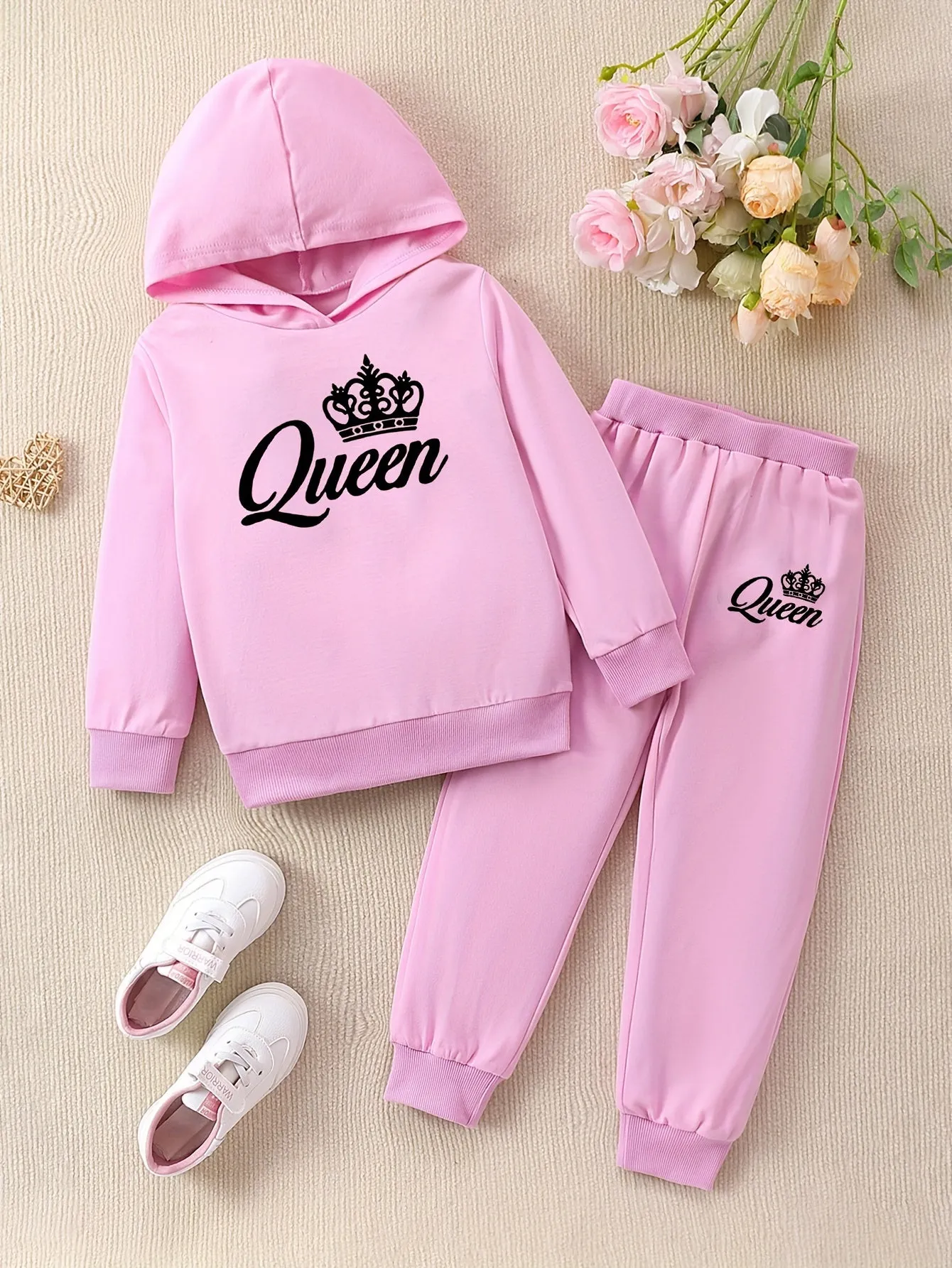 QUEEN & Crown Graphic Outfits Girls Hoodies   Jogger Pants