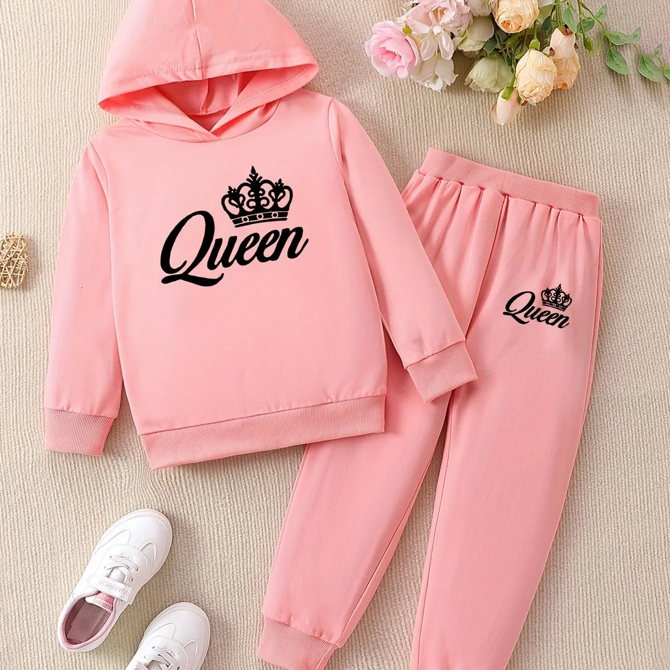 QUEEN & Crown Graphic Outfits Girls Hoodies   Jogger Pants