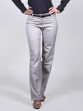 Relaxed Fit Just Below the Waist Bootcut Pant - Light Gray