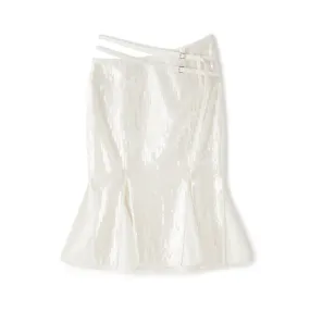 Sequined Fishtail Skirt in White
