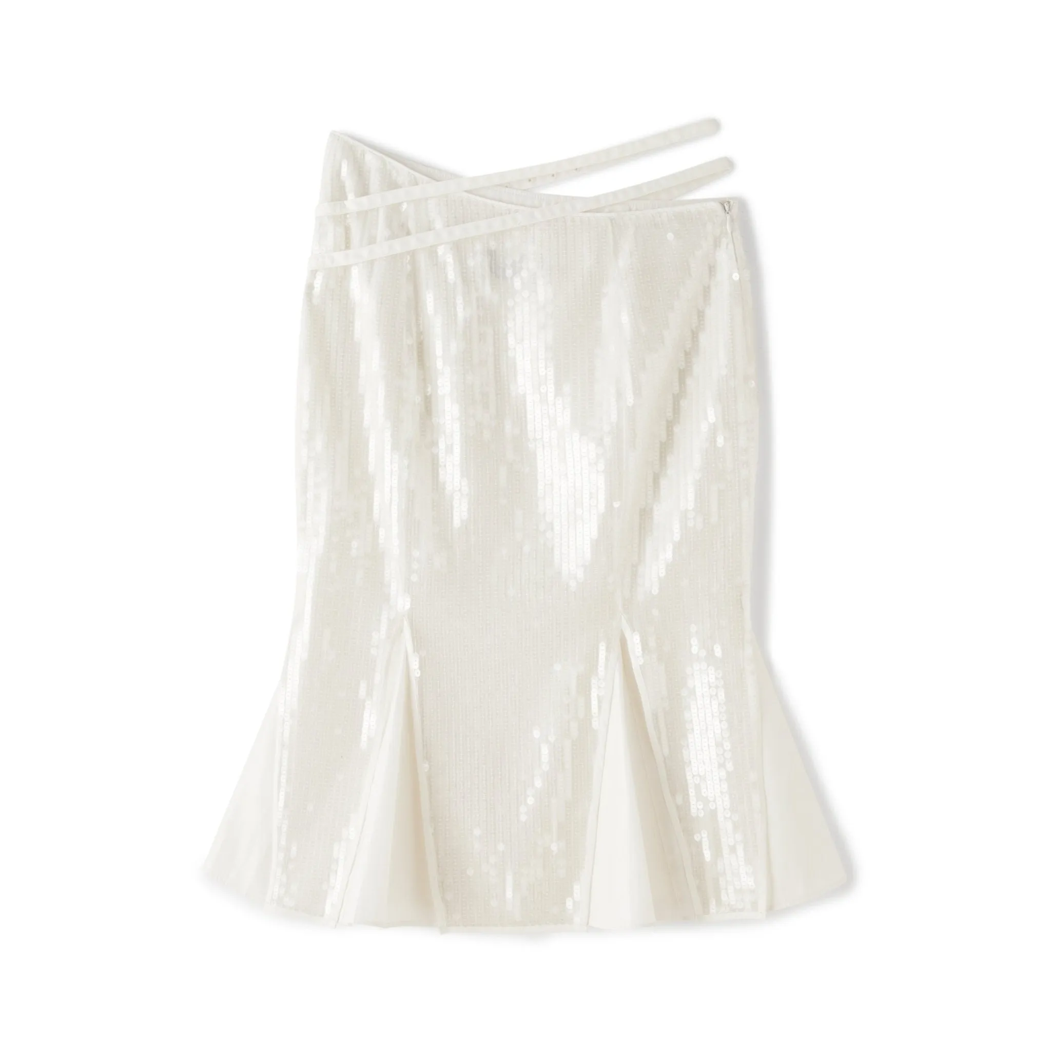Sequined Fishtail Skirt in White