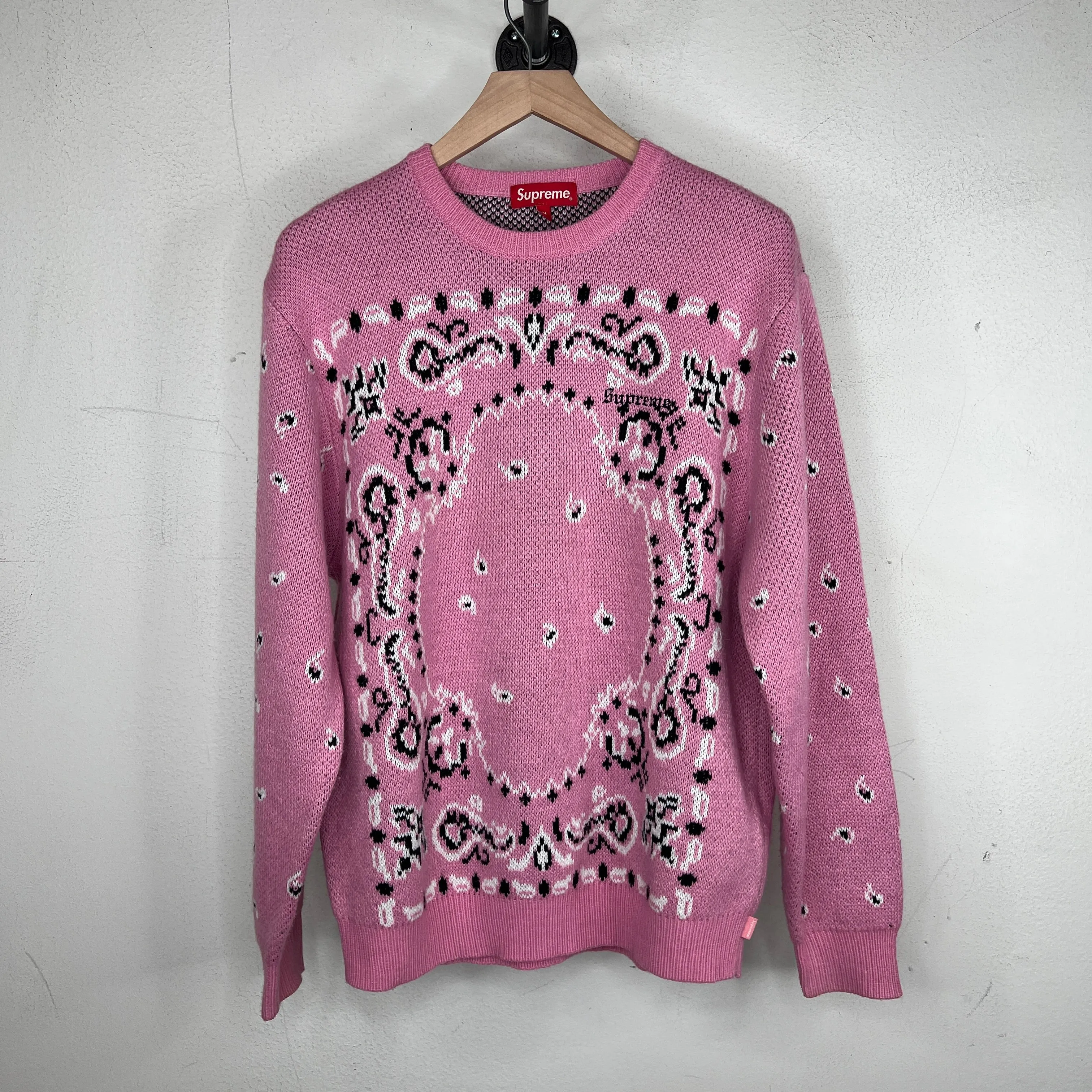 Supreme Pink Bandana Knit Sweater