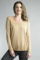 Tempo Paris Basic Long Sleeve V-Neck Knit Tee