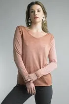 Tempo Paris Basic Long Sleeve V-Neck Knit Tee