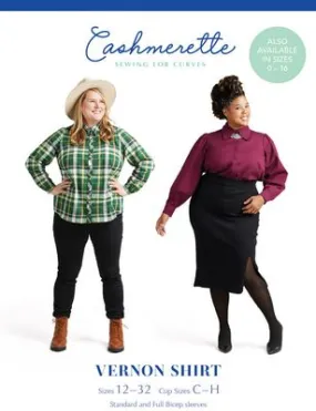 Vernon Shirt Sizes 12 - 32 Sewing Pattern by Jenny Rushmore of Cashmerette Patterns