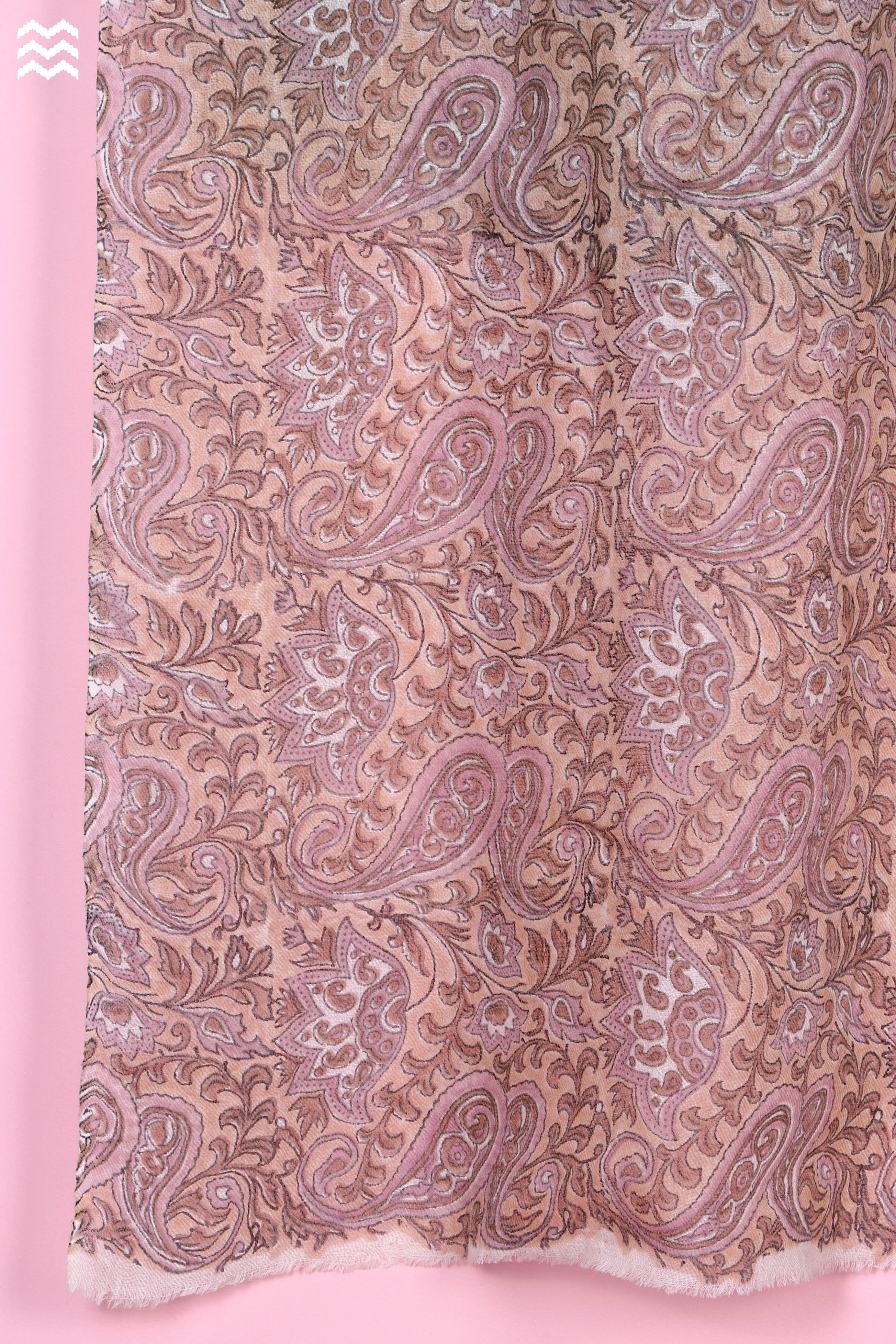 Wool Stole In Paisley Block Print