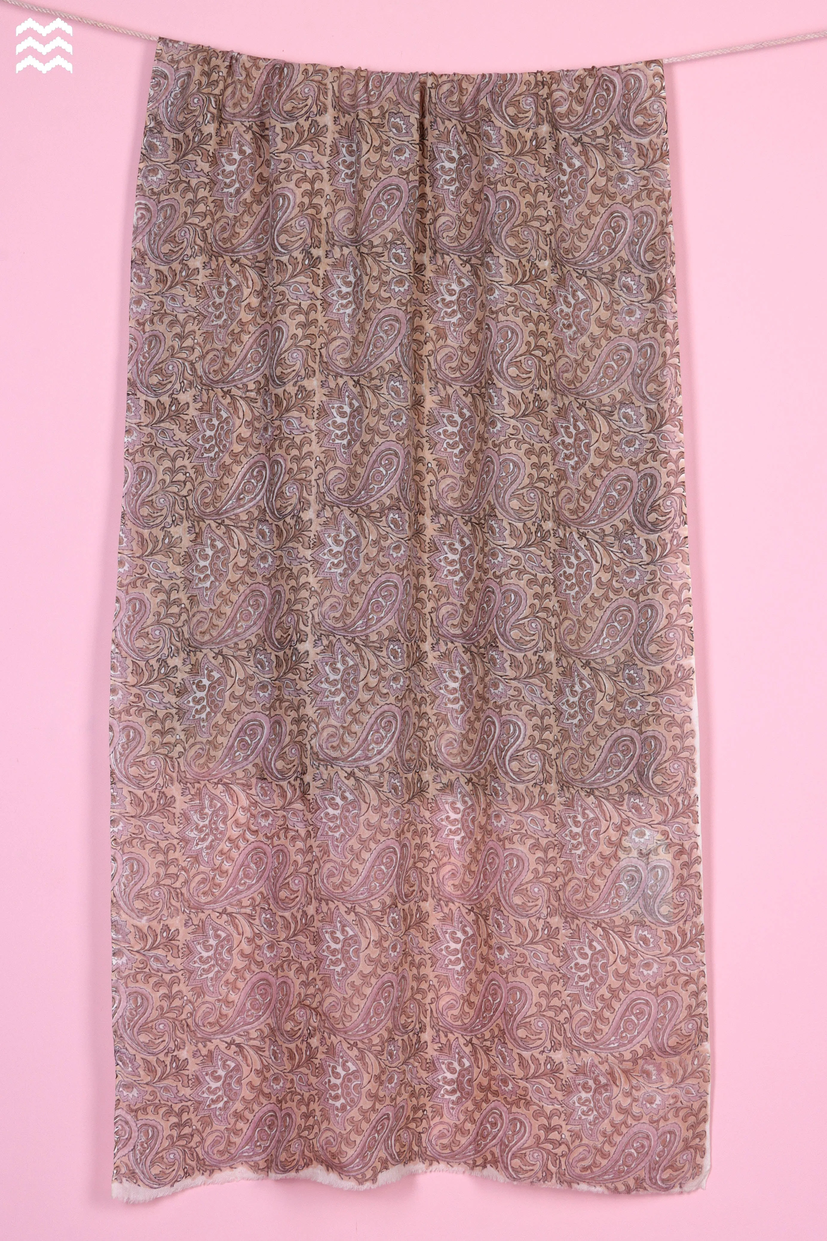 Wool Stole In Paisley Block Print
